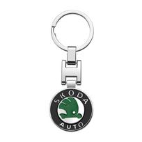 VHLU1 3D Metalinis Automobilio Emblema Raktų Grandinėlė Žiedas Automobilio Raktų Pakabukas Skoda octavia fabia rapid yeti superb octavia a5 a7 Raktų Pakabuko Aksesuarai white