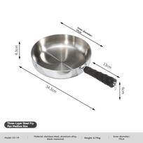 CAMPINGMOON Stainless Steel Frying Pan with Detachable Handle Non-Coated Outdoor Skillet Induction Cooktop Compatible
