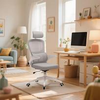 Comfortable home office chair, computer chair, adjustable rotating office chair, equipped with soft seat cushions pilka