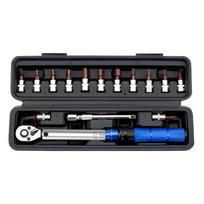 New 1/4 Inch Drive Torque Bike Wrench 15PCS Bike Torque Wrench Set with Bit Sockets for MTB Road Folding Bike Hand Tool Kit mėlyna