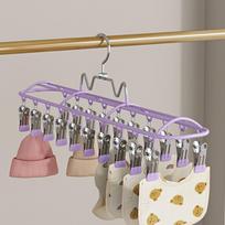 with 20 Clips Sock Drying Rack Stainless Steel Clothes Hanger Baby Sock Clips  Laundry Room violetinė