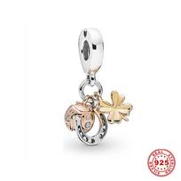 S925 Silver Color Horseshoe, Four-leaf Clover & Ladybug DIY Charm Beads for Women Luxury Jewelry Fit Original white