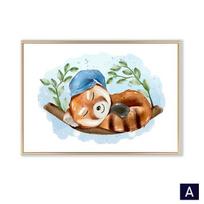 Animacinis Mielas Meškėnas Hipopotamas Sienų Menas Drobės Tapyba Skandinaviški Darželio Plakatai ir Spaudiniai Sienų Paveikslai Kūdikių Vaikų Kambario Dekoravimas 21cm×30cm NoFrame