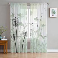 Autumn Theme Dandelion Flowers Tulle Curtains for Bedroom Modern Voile Curtains Home Decoration Window Curtains 135W x 114H(cm)