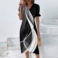 Paplūdimio suknelės moterims Pavasarį Vasarą Elegantiška apvyniojama V kakleliu gėlėta Boho suknelė Flowy Ruched Havajų Maxi XL tamsiai mėlyna