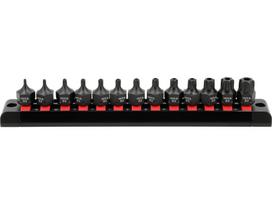 Smūginiai antgaliukai su skylutėmis TORX | T10 - T70 | 3/8" | 13 vnt (YT-10668)