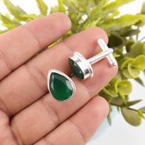 Green Onyx Gemstone 925 Sterling Silver Jewelry Handmade Cufflinks 0.66  For Men CL-6-19
