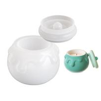 Round Candle Jar Mold with Lid Concrete Gypsum Vessel Silicone Mould Cement Plaster Resin Flowerpots Storage Box Molds 1
