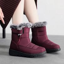 Women's Winter Boots Fur Lined Snow Boots Outdoor Slip-On Thick Warm Plush Lined Ankle Booties Waterproof High-Top Shoes Plus Size for Female 36 bordinė