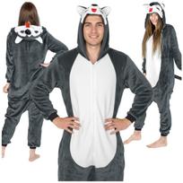 Warm men's pajamas kigurumi husky onesie jumpsuit adult costume m Husky Onesie Costume - M