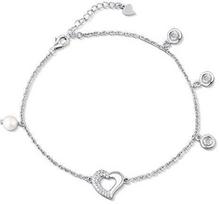 Jwl Luxury Pearls Subtili kojų grandinėlė su širdele ir perlu JL0806