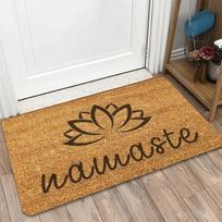 Namaste Lotoso Zen Stiliaus Durų Kilimėlis - Plaušinis Medžiagos su Kempinės Užpildu Įėjimui, Koridoriui, Jogo Meditacijos Kambario Dekoras 40x60cm beige