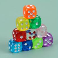 10-Color Transparent Dice Set - Perfect for Kids and Adults - 14mm Standard Game Dice - 6-Sided - Fun for Playing Games! High Quality 10 Colors yellow