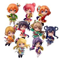 9Pcs/1Set Q Version Anime Figure Love Live! School Idol Project Kotori Minami Honoka Kousaka PVC Cute Kimono Standing Figure Toy With box