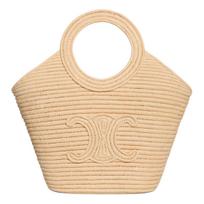 Celine Panier Prekės ženklo logotipas Austas rafijos pirkinių krepšys Moteriškos rankinės Smėlio spalvos 121922GTI-02VG Basic Set (Bag+Dust Bag)