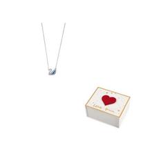 Swarovski gulės lydinio kristaliniai karoliai moterims mėlyni F-white gift box mėlyna