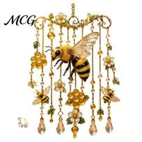Yard Art for Outside Hummingbird Wind Chime, Chimes Outside, Stained Glass & Crystal Sun Catcher Lightweight Hanging Bird Pendant Windchime, Colorful E