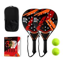 Itin lengvas ABS irklentės teniso rakečių lauko žaidimui anglies pluošto išvaizdos dizainas Patvari nešiojama Double Paddle Ball Set red
