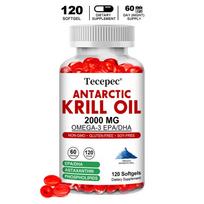 Premium Antarctic Krill Oil 2000mg - Omega-3 EPA & DHA Supplement with Astaxanthin & Phospholipids for Essential Fatty Acids Support 120PCS