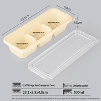 MiaoJiayi 500ml 3-Compartment Degradable Lunch Box