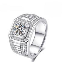 Moissanite 1ct žiedas vyrams Sterlingo sidabro platina padengtas žiedas Lab Deimantiniai vyriški žiedai Vestuviniai papuošalai su GRA sertifikatu 5