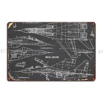 Mig-29 Fulcrum Metal Plaque Design Design Garage Wall Decor Club Tin Sign Poster 20x30cm（7.8x11.8inch）