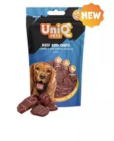 Uniq Pets Beef Cod Chips skanėstai šunims su jautiena ir menke, 80 g