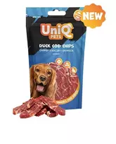 Uniq Pets Duck Cod Chips skanėstai šunims su antiena ir menke, 80 g