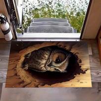 3D Medžio Skylės Dizaino Durų Kilimėlis Mielas Gyvūno Dizainas Voverės Rašto Kilimas Namų Dekoras Neslystantis Kilimas Įėjimui Svetainei 40cm x 60cm