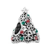 Pandora Glitter Christmas tree charm 925 silver cubic zirconia pendant for women 799226C01 sidabras