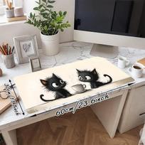 1PC cat coffee Large Durable Mouse Pad Suitable for Office Desks, Gaming Desktops.Non-Slip Back P91 30cmx60cm(11.8x23.6inch) gray