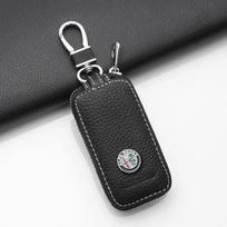 ZOPJT1 Leather Car Key Cover Case for Alfa Romeo 147 155 156 159 Mito Giulia GT Giulietta Stelvio Brera 166 Interior Auto Accessories juoda