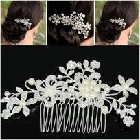 Rhinestone Bridal Hair Comb Crystal Pearl Tiaras Hairclip for Women Wedding Party Jewelry Accessory Girl's Miraculous Hair Acce