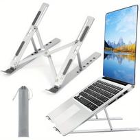 Adjustable Aluminum Laptop Stand - 6-Level Height, Foldable & Portable Design For 8-16” Laptops, Enhanced Ventilation & Heat balta