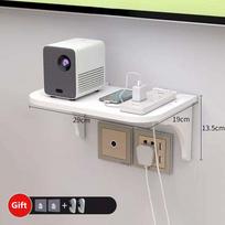 Sieninis maršrutizatoriaus lentyna be gręžimo, TV priedėlio plaukiojantis pakabinamas stovas, namų maitinimo juostos, „Wi-Fi“ maršrutizatoriaus laikiklis, medis 23*19*13.5cm