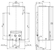 Dujinė karšto vandens šildymo kolonėlė Vaillant MAG mini 114/1 I (H-INT) (gamtinės d., bat. uždegimas)