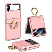 For Samsung Galaxy Z Flip3 5G GKK Magnetic Hinged Flip Case with Ring Holder For Samsung Galaxy Z Flip3 5G rožinė
