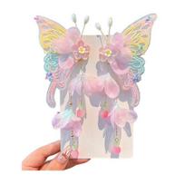 1 Pair Giant Butterfly Hair Clip with Sheer Mesh Wings Flower Hair Side Claw for Women Girls Fairy Princess Hair Accessory for Wedding Party Costume
