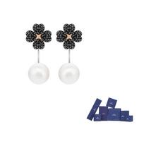 Swarovski Mixed Metal Earrings Womens Black Original brand box juoda
