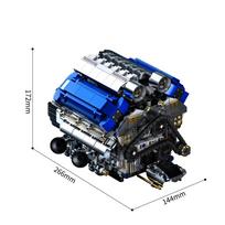 Electric V8 Engine Building Blocks Motorized Turbocharged Model DIY Assembly Toy Desktop Decoration STEM Gift for Adults Kids
