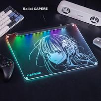 CAPERE (Kailai) RGB Lily Illuminated Mouse Pad Micro-Etched Delta Gaming Smooth Glass Mouse Pad Glowing Glass Pad [Lily] 390x290