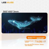 Mouse Pad for And Office, Solid Color Extra Large Computer Desk Mat, Smooth Woven Edge-Banded Thickened Non-Slip Base, Whale Fall Pattern, 900x400x3mm