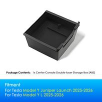 fwujn6 For Tesla Model Y Launch Juniper Model Y L 2025 2026 Center Console Armrest Double-layer Storage Box ABS Car Organizer Tray Case
