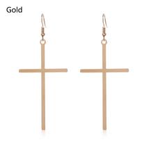 Women Punk Rock Hip Hop Dangle Drop Long Earrings Big Cross Ear Stud auksas
