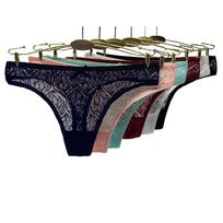 Women Sexy Lace G-string Cotton Thong Strings Ladies T-back Panties Woman Underwear Lingerie 6 Pcs M