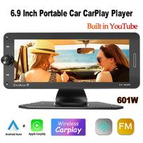 Nešiojamas 6,9 colio automobilio radijas, belaidis Carplay ekranas HD IPS jutiklinio ekrano grotuvas Veidrodinis ryšys FM BT DSP AUX Integruotas Youtube