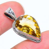 Natural Citrine Gemstone Handmade 925 Solid Sterling Silver Pendant 1.14  O2D99