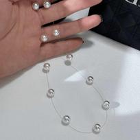 Zhao Lusi Style Starry Pearl Clavicle Necklace - High-End Niche Invisible Fishing Line Choker