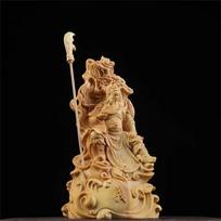 Wooden Loyalty Guan Gong Figure Statue Solid Wood Carving China Luckfalls Guan Yu Home Room, Office Decoration Art  Accessories
