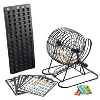 Neutral Zenith Bingo Game Set with and Balls for Party Fun Handle, Lottery, Cards, (Black) juoda